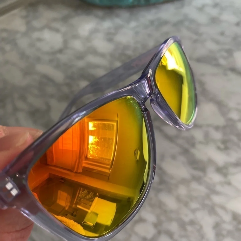 Oakley Frogskin Sunglasses Gen 1 Made in Japan Crystal Clear Orange Iridium Lens